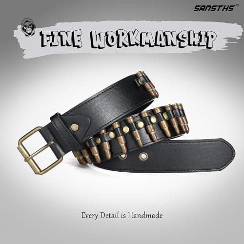 SANSTHS Rivet Belts for Women Men Black Studded Gothic Belt Punk Belt with Metel Buckle for Jeans Hip Hop thumbnail 6
