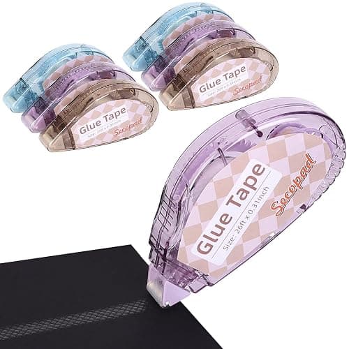 Secopad Scrapbook Tape, 6 Pack Double Sided Tape Roller for Crafts, Adhesive Glue Runner Scrapbooking Supplies Journaling School Office Supplies for Kids and Adults, 0.3IN x 26FT - Image 1