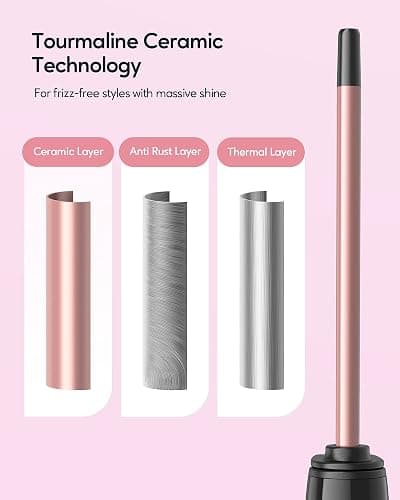 Wavytalk 3/8 Inch Small Curling Iron, Small Curling Iron Wand for Short & Long Hair, Ceramic Small Barrel Curling Iron with Adjustable Temperature, Include Heat Resistant Glove (Rose Pink) - 3/8 Inch No Clip (Rose Gold) thumbnail 4