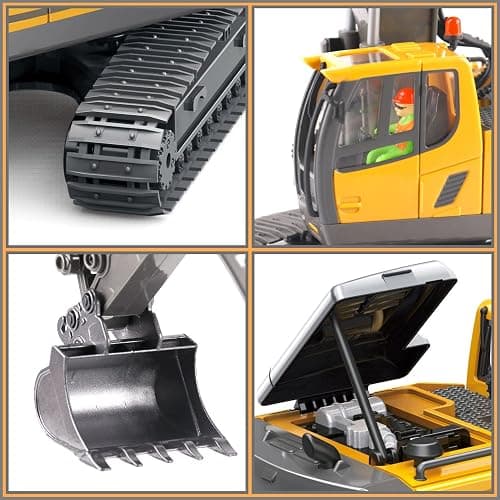 PREPOP Remote Control Excavator Toy for 6-12 yr Boys, Best Birthday Gifts for Kids 4-7 8 9 10 11 Year Old, RC Construction Toys with Metal Shovel, Lights, Sounds 2.4Ghz thumbnail 8