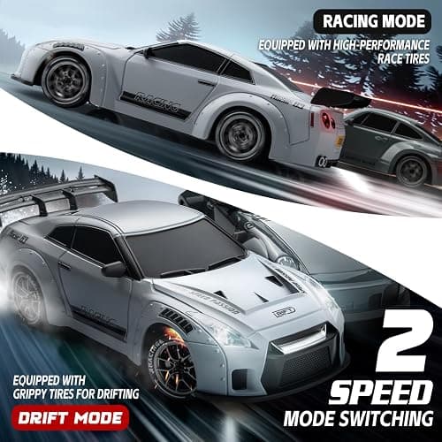RC Drift Car, 1:24 Scale Remote Control Vehicle with LED Lights, 2.4GHz 20KM/H 4WD High Speed RC Cars, Drifting Tires＆Two Batteries, Racing Sports Toy Idea Gift for Adults Boys Girls and Kids thumbnail 4