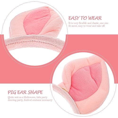 Beaupretty Pig Ear Headpiece Halloween Animal Cosplay Headwear Plush Animal Headband for Women Girls Wash Face Pink thumbnail 5