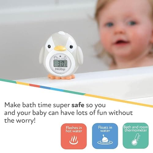 Nuby Penguin Baby Bath Thermometer - Digital Thermometer with Easy to Read Screen | BPA Free | Suitable from Birth (Grey) thumbnail 4