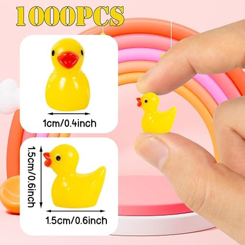 ONLYFU 1000Pcs Mini Resin Ducks Bulk Tiny Duck Figurine for Fairy Garden Landscape Aquarium Potted Plant Decoration Prank Game DIY Ornament Party to Hide, Miniature Dollhouse Accessories, Yellow thumbnail 3