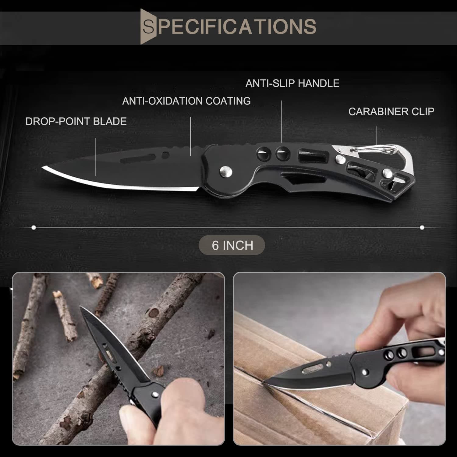 EDC Pocket Knife for Men, 2.44in Sharp Blade with Stainless Steel Handle, Ultralight 51g Small Folding Keychain Knife with Belt Clip for Outdoor Camping Survival Military Tactical Knife thumbnail 4