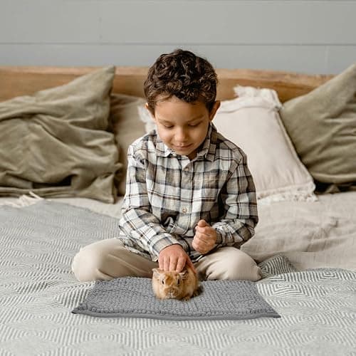 Agolctry 8 Pcs Guinea Pig Liner Washable Rabbit Cage Liner 16x12 Inch Guinea Pig Fleece Mats Reusable Bedding Pee Pads for Small Animals, Bunny (Gray, Green, Pink, Blue) thumbnail 6