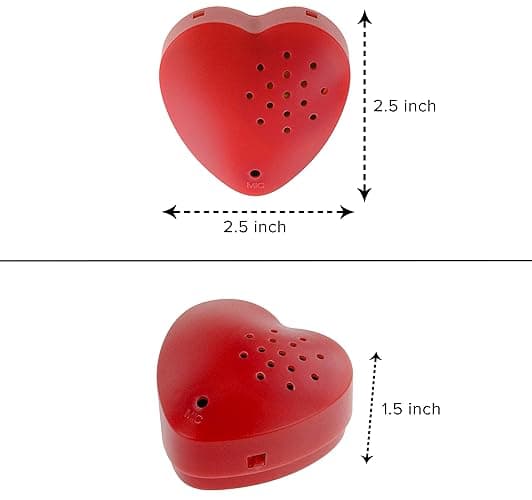 1 Pack, Inventiv 60 Second Voice Sound Recorder Module for Plush Toy, Stuffed Teddy Bear Animal Recordable Heart, Record Custom Messages (Red) - Red - 1pack thumbnail 2