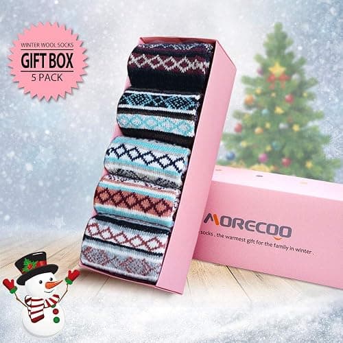 MORECOO Stocking Stuffers - Christmas Gifts for Women - Socks for Women - Thick Wool Soft Warm Cozy Crew Womens Socks thumbnail 2