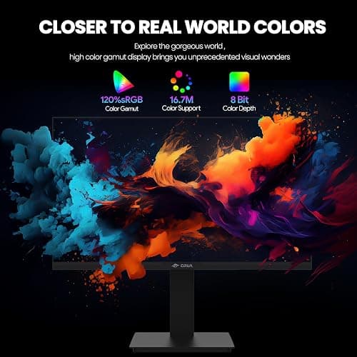 CRUA 24.5Inch Gaming Monitor 144Hz/165Hz, FHD(1920x1080P) 120% sRGB Computer Monitor, Height/Pivot/Swivel/Tilt Adjustable Vertical Monitor, Support FreeSync, DP,HDMI, Wall Mount (75mmX75mm) thumbnail 3