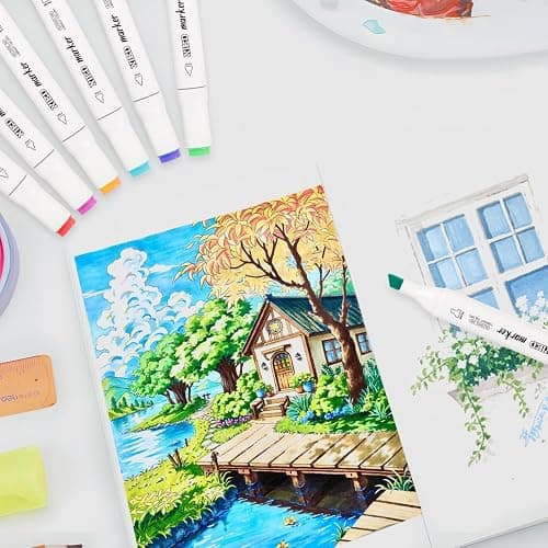 XIEED 120 Colors Premium Alcohol Markers, Alcohol Markers Set with Adjustable Shoulder Strap for Beginners & Artists in Coloring or Sketching thumbnail 2