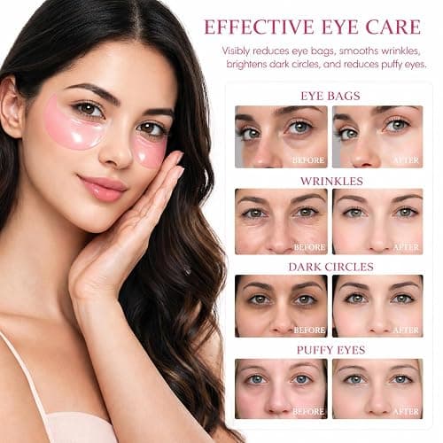 FANMIN Under Eye Mask, Rose Under Eye Gel Pads With Collagen, Skincare Eye Patch Masks for Women and Men thumbnail 7