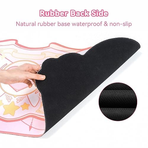 GeekShare Large Gaming Mouse Pad Kawaii Pink Non-Slip Rubber Back Mouse Pad Big Waterproof Desk Mat for Keyboard and Mouse Perfect for Gaming,or Home Office Work - Star Wings（Super Dense Cloth） thumbnail 3