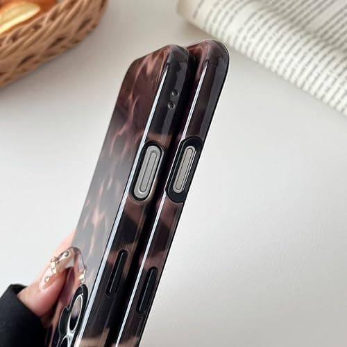 Longlayss Compatible with iPhone 16 Plus Case Tortoise Shell Phone Case for Women Girl Shockproof TPU and Hard PC Protective Cover - Amber Brown Leopard thumbnail 5