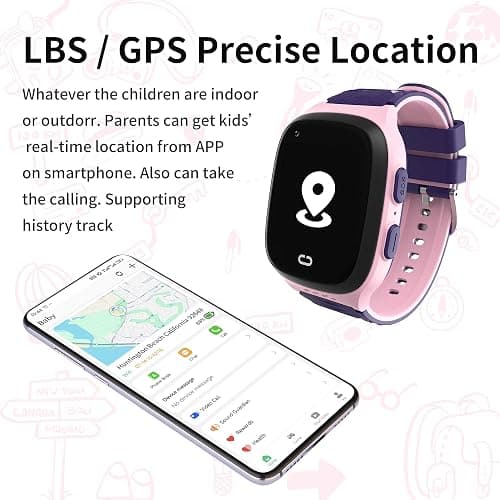 Tixpc 4G Kids Smart Watch Girls with GPS Tracker Location Video Call Cell Phone SOS Calling Voice Chat Camera Alarm Clock for Ages 5-12 Kids (Pink) thumbnail 3