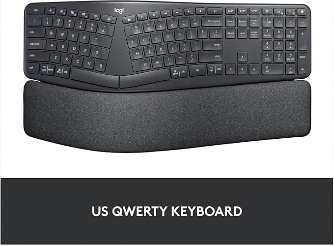 Logitech ERGO K860 Wireless Ergonomic Keyboard - Split Keyboard, Wrist Rest, Natural Typing, Stain-Resistant Fabric, Bluetooth and USB Connectivity, Compatible with Windows/Mac, Black thumbnail 7