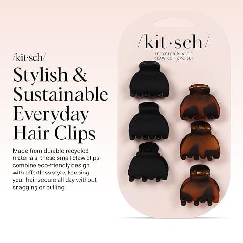 Kitsch Mini Claw Clips for Women - Stylish Small Hair Clips for Kids | Stays In Place Without Pulling or Snagging | Durable & Sturdy Plastic | Ideal Gifts for Women - Tortoise & Black, 6 Pcs thumbnail 7