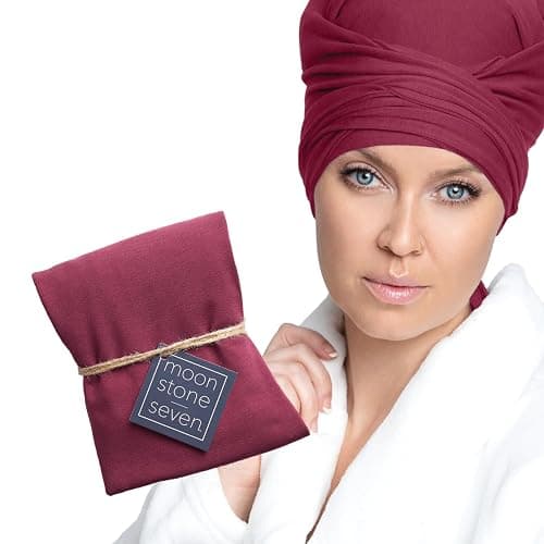 MoonstoneSeven Hair Plop - Curl Prep Wrap for Drying, Shaping & Frizz Control - Soft Cotton Lycra Hair Wrap for Wavy & Curly Hair - Reduces Frizz, Shortens Dry Time & Enhances Curl Definition - Maroon - Image 1