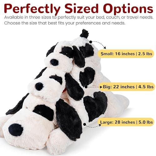 meowtastic Black & White Dog Weighted Stuffed Animals - 22 Inch 4.5 Pounds Weighted Plush Dog Stuffed Animals - Big Stuffed Dog Plush Pillow - Cute Plush Toys Gifts for Kids & Adults (22" 4.5 lbs) thumbnail 5