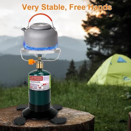 Camping Stove Propane Burner, Portable Camp Stove with Foldable Gas Tank Base, Adjustable Flame Backpacking Cooker for Camping, Small Single Burner Propane Stoves Kit for Hiking Tent Outdoor Cooking thumbnail 8