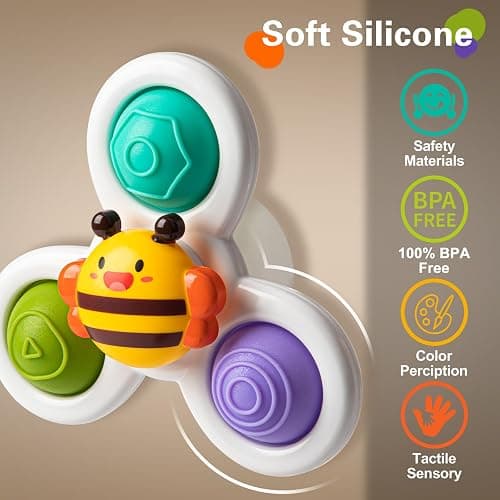 3PCS Suction Cup Spinner Toys for 1-2 Year Old Boys Spinning Toys Sensory Toys for Toddlers 1-3 Gifts for 1 Year Old Girls thumbnail 6