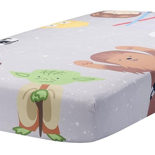 Lambs & Ivy Star Wars Galaxy Cotton Fitted Crib Sheet - Yoda/Darth Vader/R2D2 thumbnail 4