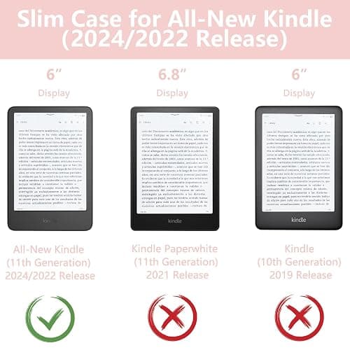 MOROCK Case for All-New Kindle(11th Generation, 2024/2022 Release), Lightweight PU Leather and PC Clear Acrylic Back Cover, Auto Sleep/Wake Case for Kindle 11th Generation 2024/2022, Pink thumbnail 2