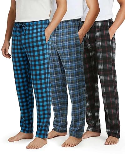 Real Essentials 3 Pack: Men's Fleece Pajama Pants Loungewear Soft Pj Bottoms Sleepwear Pockets (Big & Tall Available) - Image 1