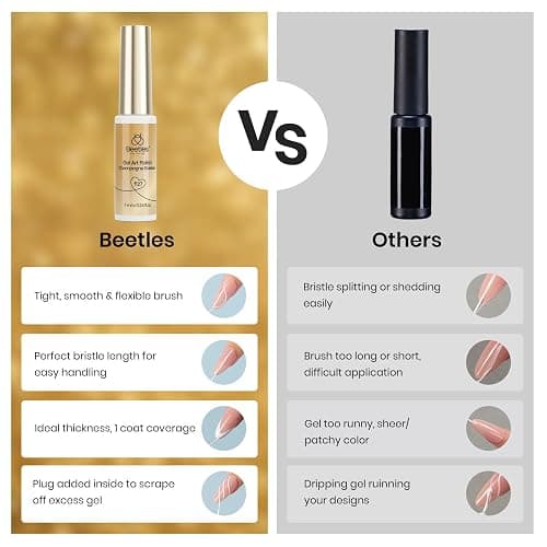 Beetles Metallic Gold Gel Liner 7ml French Tip Gel Polish 3D Mirror Chrome Effect Metal Painted Nail Polish Build in Thin Brush French Swirl Line Nail Art Soak off Uv Lamp Manicure Salon thumbnail 6