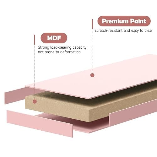 FUNKOCO Home Office Furniture Writing Desk,Computer Work Station with Detachable Hutch,5 Drawers(Pink) thumbnail 6