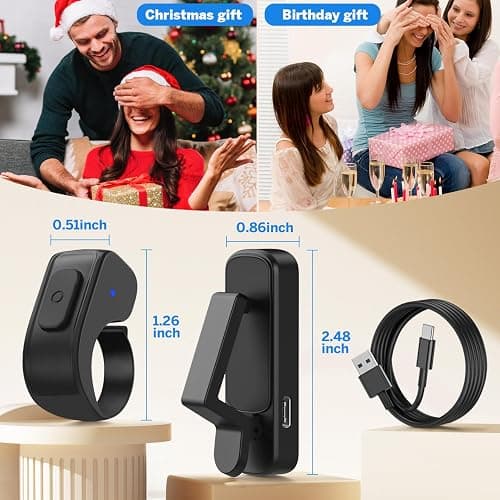 Page Turner Ring for Kindle,Remote Control for iPhone iPad Android Tablets E-Readers,Clicker Page Turner for Kindle Accessories for Camera Video Record&Shutter Selfie (Black) thumbnail 8