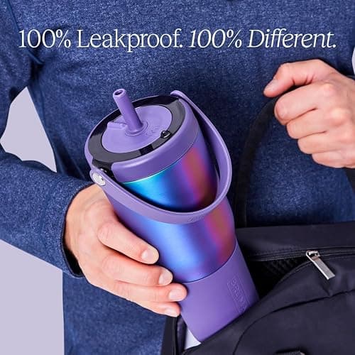 BrüMate Resa 35oz 100% Leakproof Tumbler w/Handle & Straw | Flexible SoftSip Straw | Silicone Sleeve for Durability | Stainless Steel | Cup Holder & Travel Friendly Water Bottle (White Polka Dots) thumbnail 5