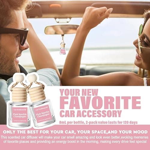 HoogaLife Car Air Freshener Diffuser 2 Pack Hanging Air Freshener Diffuser - Pink Sparkle Champagne Fragrance Oil Air Diffuse r for Car, 45+ Days Long Lasting Fragrance Made in USA (P38) thumbnail 4