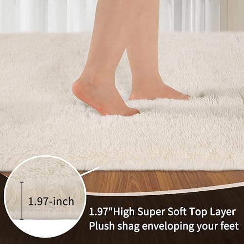Sour Lemon Area Rugs 8x10 Living Room, Cream Large Area Rug Shag Shaggy Carpet Soft Plush Furry Bedside Rugs, Machine Washable Area Rugs for Bedroom Kids Girls Boys Home Decor Anti Slip thumbnail 2