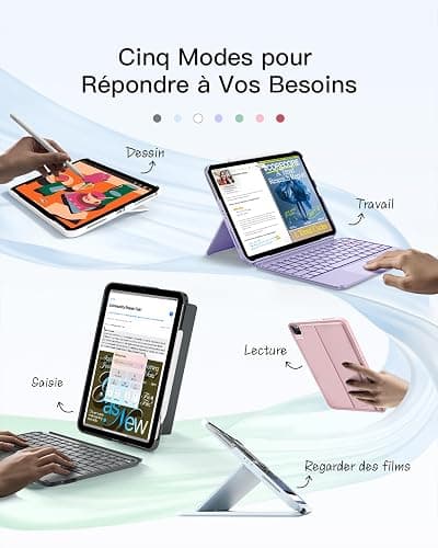 Inateck Coque Clavier pour iPad 11e/10e Gén, pour iPad 10e (10,9")/11e (2025 A16), Air 11" M3/M2, Air 6/5/4e, Pro 11 4e-1re, Clavier Ultraléger Détachable avec Pavé Tactile, Violets AceTouch thumbnail 5