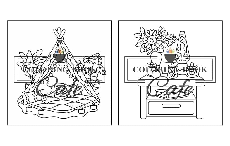 Cozy Corners: Coloring Book for Adults and Teens Featuring Super Cute Nooks and Hygge Spaces for Relaxation (Cute and Comfy Coloring Books) thumbnail 17