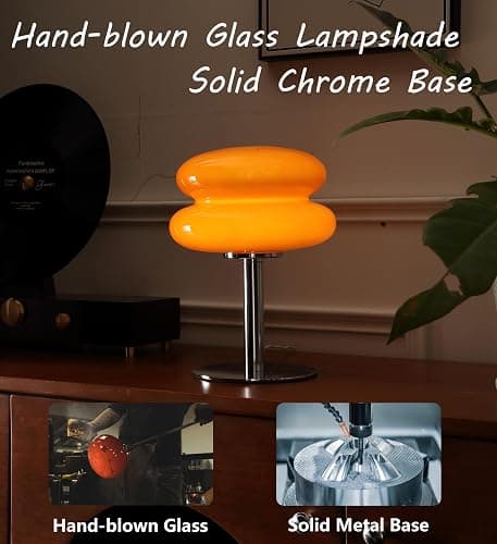 Glivpny Mushroom Lamp for Bedroom,Mid Century Modern Lamp for Nightstand, Dimmable Retro Egg Tart Bedside Small Lamps,Unique Home Mushroom Decor Aesthetic Cute Table Lamps for Living Room (Orange) thumbnail 4