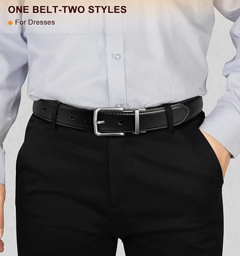 BULLIANT Men's Belt,Reversible Belt Adjustable For Gift Men 1.25”-Cut For Fit-2 Sides in 1 Belt(Not 2) thumbnail 5