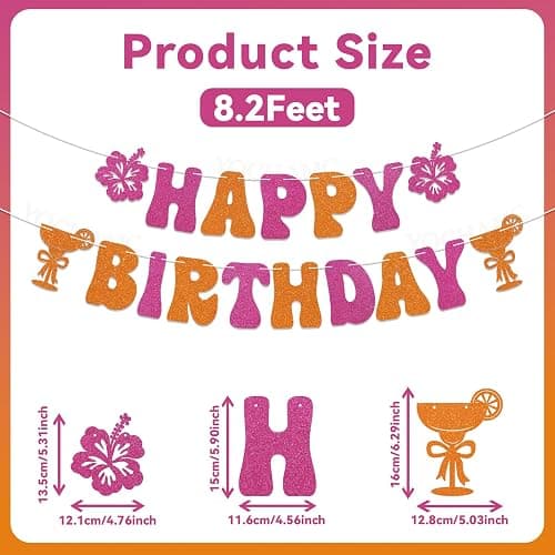 Sunset Birthday Decorations - Summer Sunset Soirée Happy Birthday Banner | Sunset Soirée Banner, Sunset Themed Birthday Party Decorations Sunshine Birthday Decor thumbnail 3