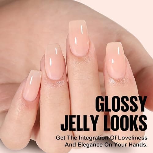 TOMICCA Gel Nail Polish Translucent Jelly Soak-Off Polish for Home French Manicure 15ML, Pink, White thumbnail 2
