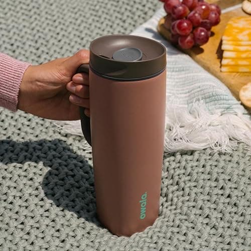 Owala SmoothSip Slider Stainless Steel Insulated Travel Mug with handle, 100% Leak Proof, For Hot and Cold Drinks, Travel Friendly with Sliding Lock Lid, 24 oz, BPA Free, Leak Proof, Cozy Cocoa thumbnail 2