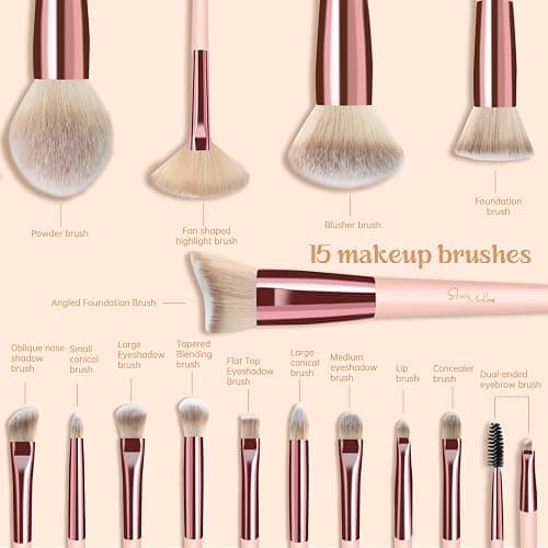 Makeup Brushes Start Makers 15Pcs Marble Makeup Brush Set Foundation Powder Blush Blending Eyeshadow Brushes Sets thumbnail 2