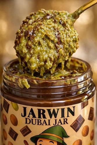 Velvet Chocolate Jarwin Dubai Dessert Jar – Pistachio Cream with Kunafa & Chocolate Hazelnut Layers, 10oz | Handmade Luxury Middle Eastern Sweet thumbnail 5