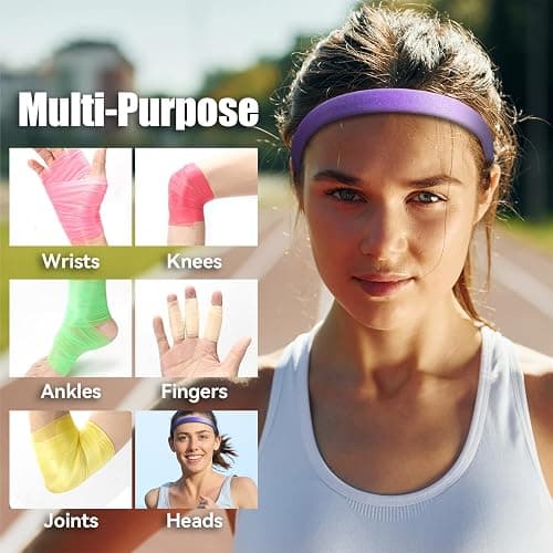 9 Rolls (108 Yards) Pre Wrap Athletic Tape - 9 Colors, 3rd Gen Prewrap for Hair Soccer, Athletic Sports Wrap Foam Underwrap for Headbands, Ankles, Wrists, Hands & Knees thumbnail 4