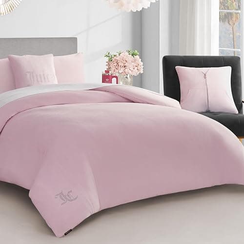 Juicy Couture Marshmallow Pink Velour Twin/Twin XL Comforter Set with Decorative Pillows - 4 Piece Luxury Bedding Ensemble thumbnail 5