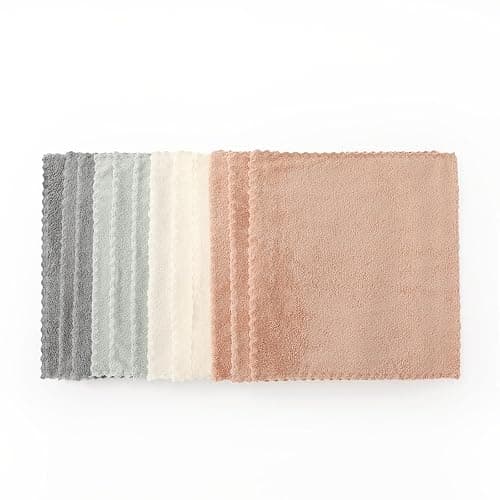 Neessno 12 Pack Cleaning Cloth,Ultra Soft Absorbent Quick Drying Microfiber Cleaning rags,No scratches,Reusable,Washable,Lint Free Cleaning Towels for Kitchen,Window,Glass,car,11.8"×11.8",(Multicolor) - 12 pack - Multicolor thumbnail 6