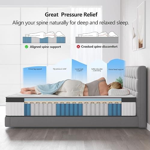 cemtip Full Size Mattress, 12 Inch Hybrid Mattress in a Box, Memory Foam and Pocket Springs, Fiberglass Free, Soft and Breathable, Medium Firm Feel thumbnail 5