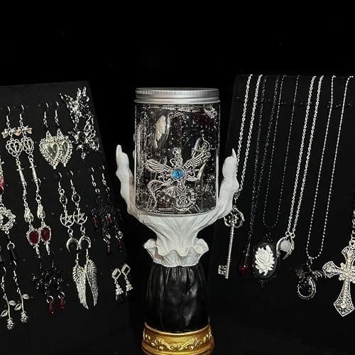 Swytaris 45 Pieces Gothic Mystery Jewelry Jar, Surprise Gothic Jewelry Set for Woman Includes Necklaces, Earrings, Rings, Bracelets and Hair Clips, Unique Anniversary Birthday Friendship, Goth Gift for Her, Halloween thumbnail 3