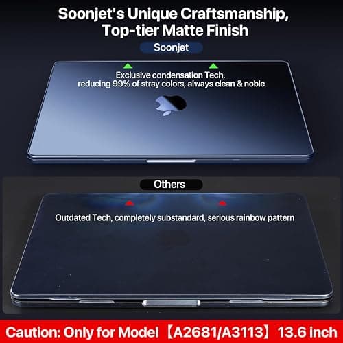 Soonjet Matte Case for MacBook Air 13/13.6-inch (M4/M3/M2, 2022–2026 Models A3240 A3113 A2681), Lightweight | Scratch & Fingerprint Resistant | Closes Seamlessly | Ideal for Work, Travel & Study thumbnail 5