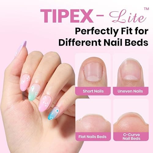 Beetles Tipex Lite Apex Nail Tips,Almond Short, 96pcs 16 Sizes, Pre-Building Pre-Etched Acrylic Nail Tips for Flat Nails & Natural Nail Beds thumbnail 2