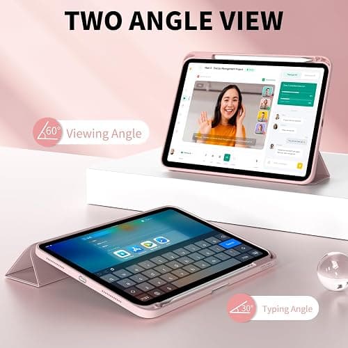 Lsmmpoba Hülle für iPad (A16) 11. Generation 2025/ iPad 10. Generation mit Stifthalter 10.9 Zoll Modell 2022, Stoßfeste Schutzhülle mit transparenter Hartschale auf der Rückseite, Rosa thumbnail 5